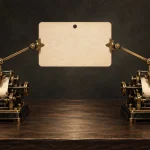1枚の共通指示カードを2台の機械式筆記装置が読み取るイメージ